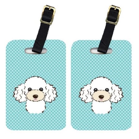 Carolines Treasures Carolines Treasures BB1195BT Pair Of Checkerboard Blue White Poodle Luggage Tags BB1195BT